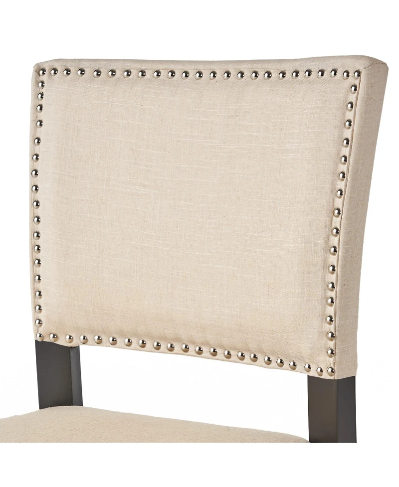 Rainsken Upholstered Counter Height Chairs Featuring Wood Frame and Rivet Accent Bar Stools Set of 2