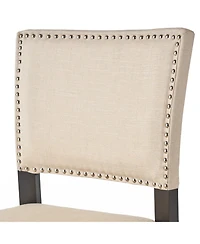 Rainsken Upholstered Counter Height Chairs Featuring Wood Frame and Rivet Accent Bar Stools Set of 2