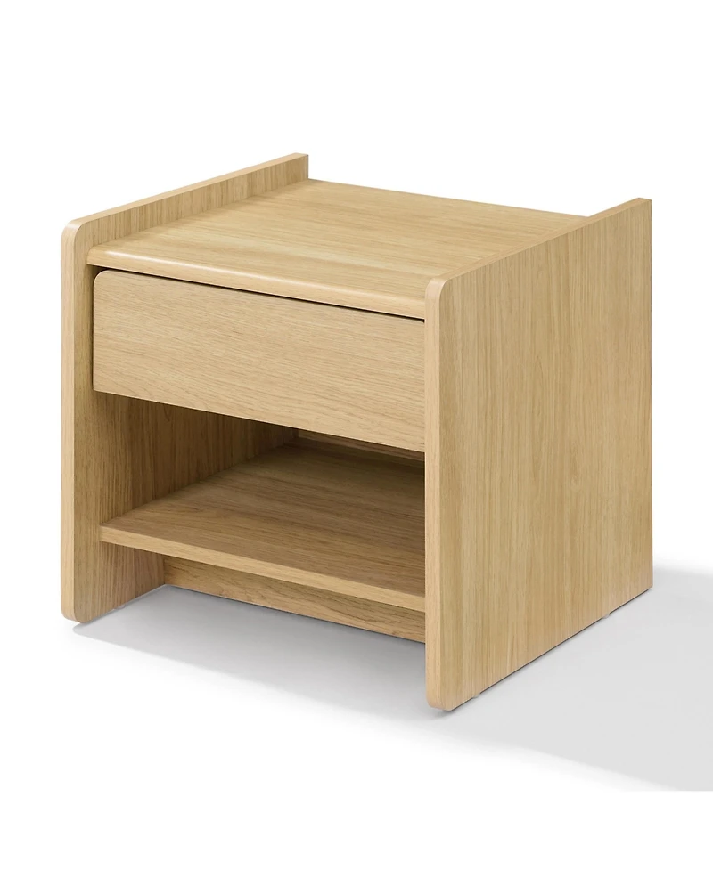 LuxenHome Hazel Oak Manufactured Wood 1-Drawer 1-Shelf 19" H End Table and Nightstand