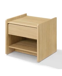 LuxenHome Hazel Oak Manufactured Wood 1-Drawer 1-Shelf 19" H End Table and Nightstand