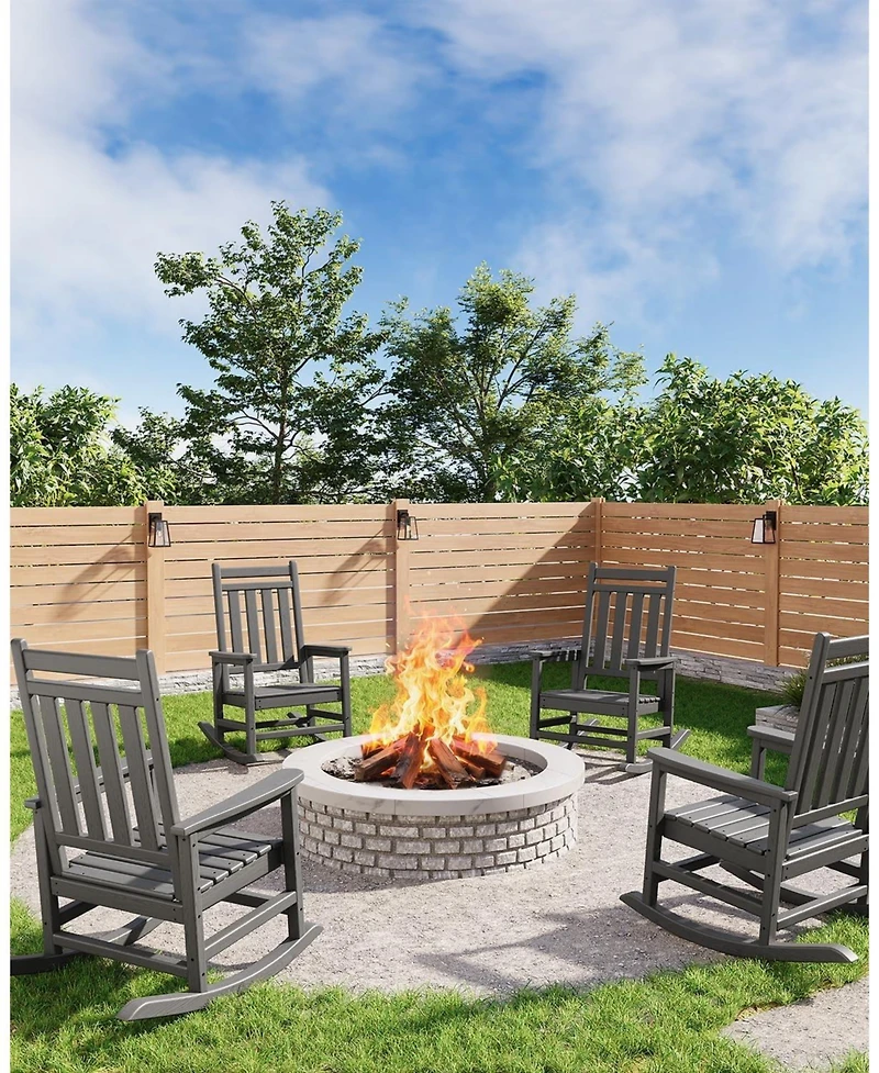 gaomon Set of 2 All Weather Outdoor Rocking Chairs - Oversized Hdpe Porch Rockers with High Backrest, Sturdy and Comfortable for Adults