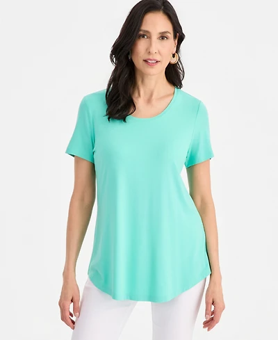 Jm Collection Women's Scoop-Neck Short Sleeve Top, Created for Macy's