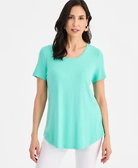Jm Collection Women's Scoop-Neck Short Sleeve Top, Created for Macy's