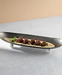 Godinger Temari Hammered Gunmetal Footed 5.62" Oval Platter