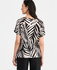 Jm Collection Women's Pleated Scoop-neck Button-Trim Top, Macy's Exclusive