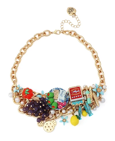 Betsey Johnson Faux Stone Girl Dinner Charcuterie Bib Statement Necklace