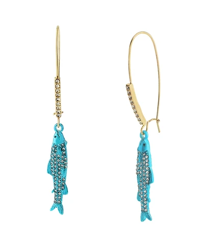Betsey Johnson Faux Stone Girl Dinner Sardines Dangle Earrings