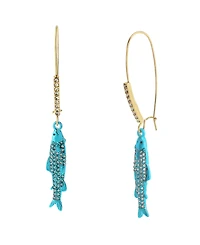 Betsey Johnson Faux Stone Girl Dinner Sardines Dangle Earrings