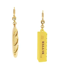 Betsey Johnson Faux Stone Girl Dinner Baguette Butter Drop Earrings
