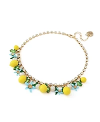 Betsey Johnson Faux Stone Girl Dinner Shaky Lemon Charm Bib Necklace