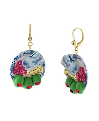 Betsey Johnson Blue Girl Dinner Cheese Plate Drop Earrings