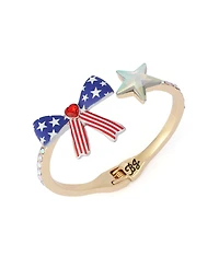 Betsey Johnson Faux Stone Americana Bow Bangle Bracelet