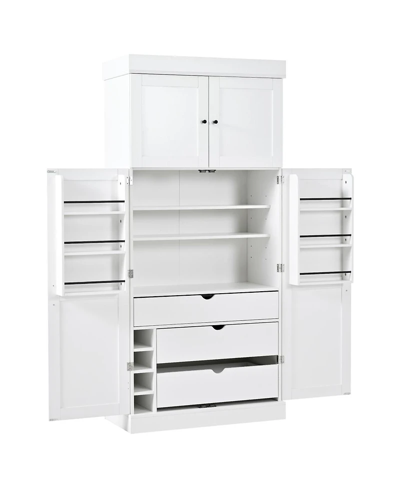 Streamdale Furniture Freestanding Kitchen Pantry Cabinet with Storage and Wine Racks