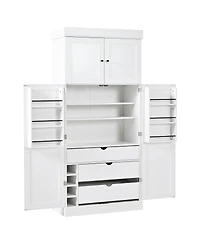 Streamdale Furniture Freestanding Kitchen Pantry Cabinet with Storage and Wine Racks