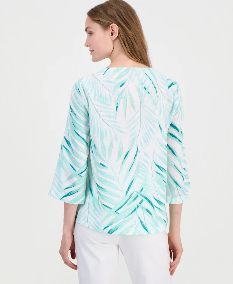 Jm Collection Women's Printed 3/4-Sleeve V-neck Top, Macy's Exclusive