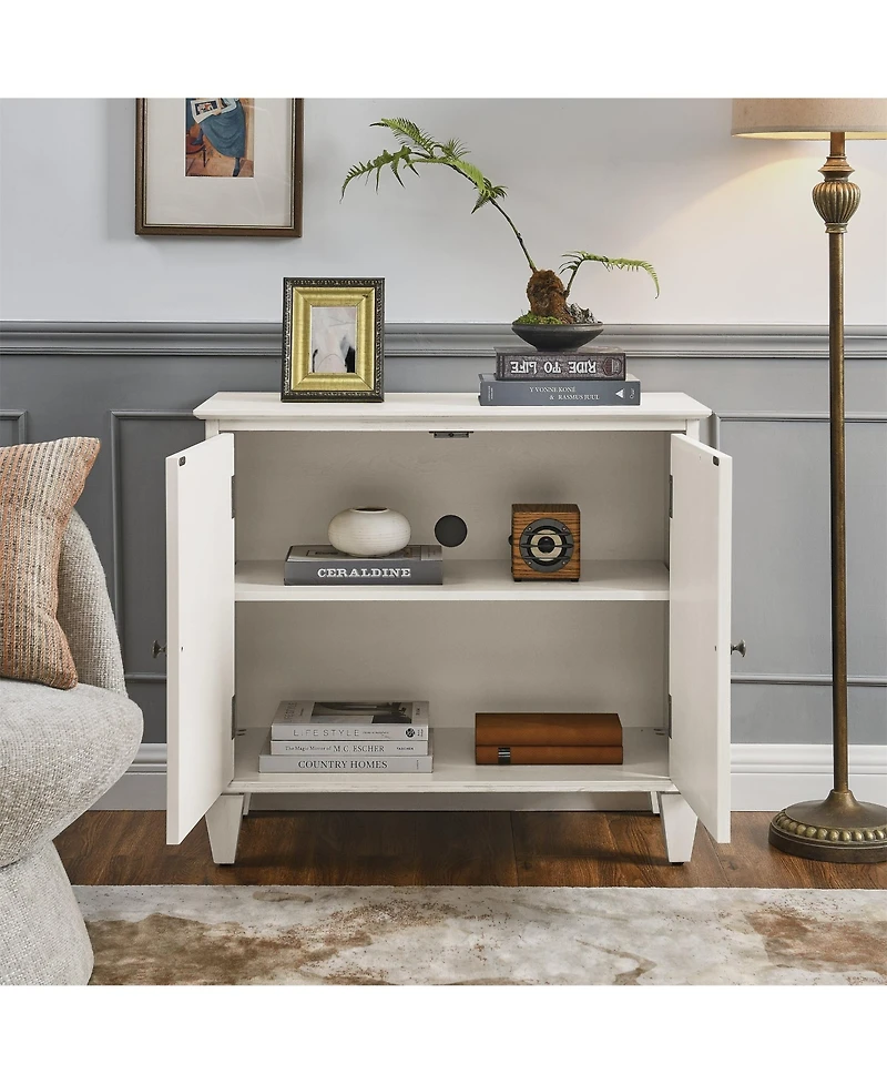 Clihome 33.6" Retro Wooden Sideboard Buffet Cabinet with Storage, Accent Display Cabinets, Media Console Credenza