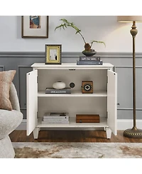 Clihome 33.6" Retro Wooden Sideboard Buffet Cabinet with Storage, Accent Display Cabinets, Media Console Credenza