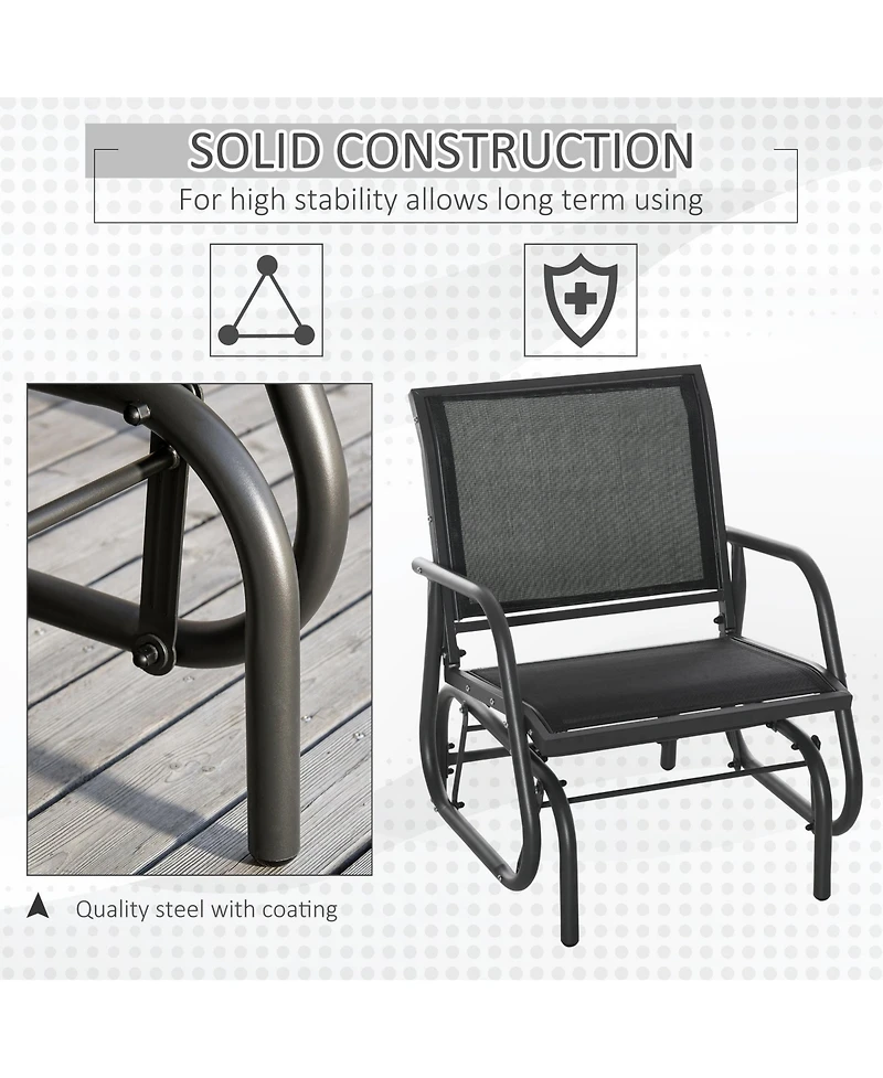 Clihome Porch Glider Set of 2, Metal Swing Chairs with Mesh Fabric, Curved Armrests and Steel Frame