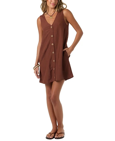 O'Neill Women's Sanders Button-Front Woven Mini Dress