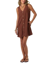 O'Neill Women's Sanders Button-Front Woven Mini Dress