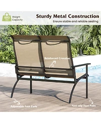 Sugift 2-Person Patio Bench with High Back and Armrests