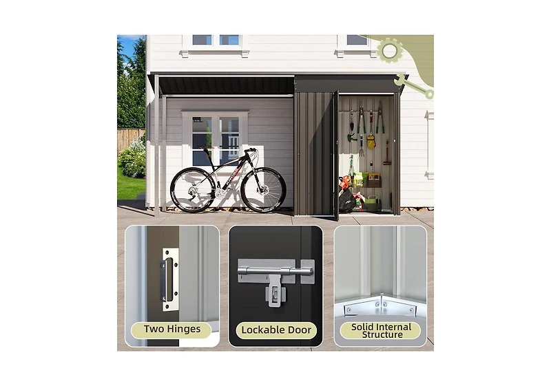 Aecojoy Outdoor Open-Sided Storage Shed Metal Shed