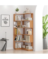 Streamdale Furniture 90cm L-Shape 5-Tier Corner Bookshelf with Anti-Tip