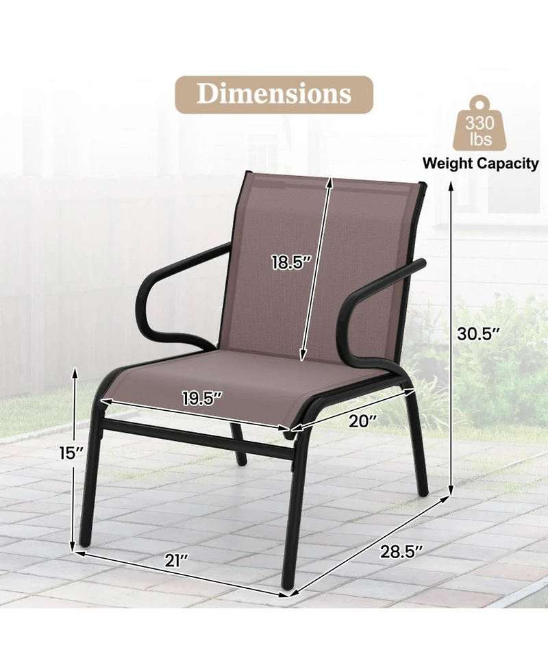 Sugift Modern Patio Chairs Set of 2 with Breathable Fabric for Porch