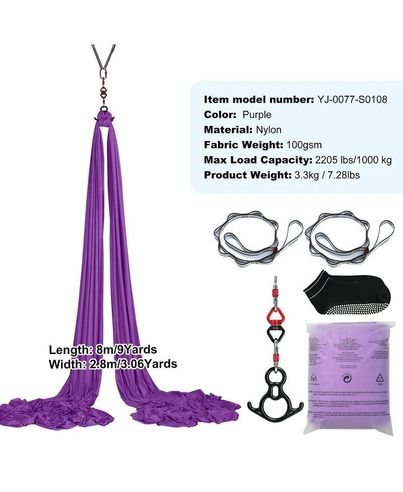 Mecale Aerial Yoga Silk Swing Antigravity Hammock Kit