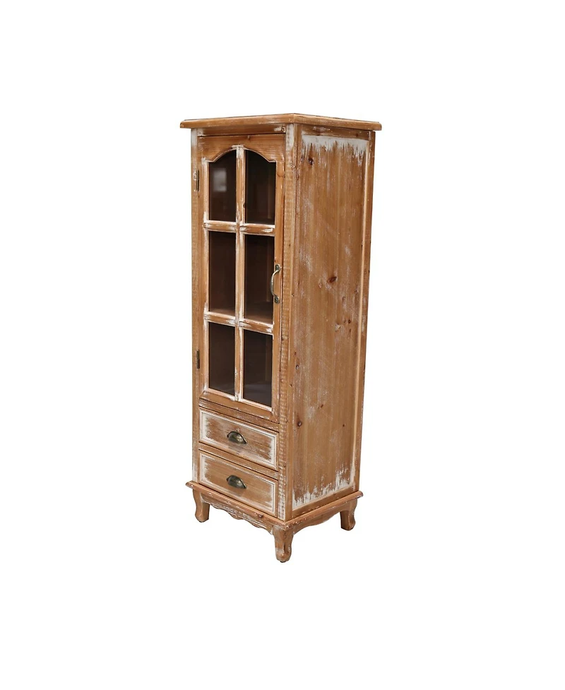 Streamdale Furniture Rustic Wooden Storage Cabinet with Cutout Door and 2 Drawers