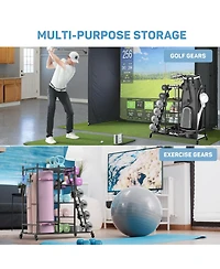 Mythinglogic Home Gym Storage with Lockable Wheels for Dumbbells Yoga Mat