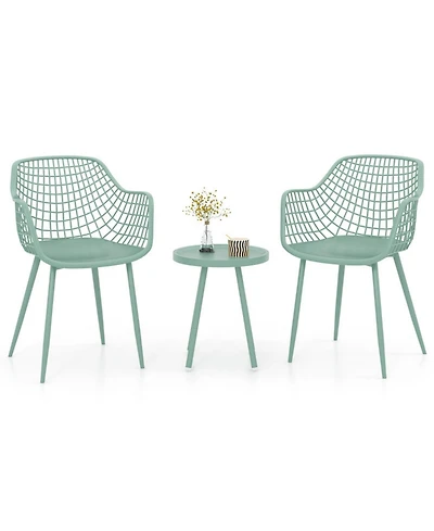 Sugift 3 Piece Patio Chair Set with Pp Seat and Tabletop for Porch