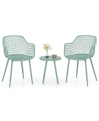 Sugift 3 Piece Patio Chair Set with Pp Seat and Tabletop for Porch
