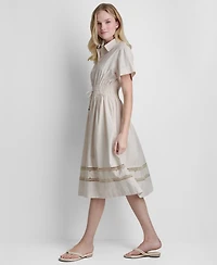 Dkny Women's Embroidered Short-Sleeve Cotton Shirt Dress