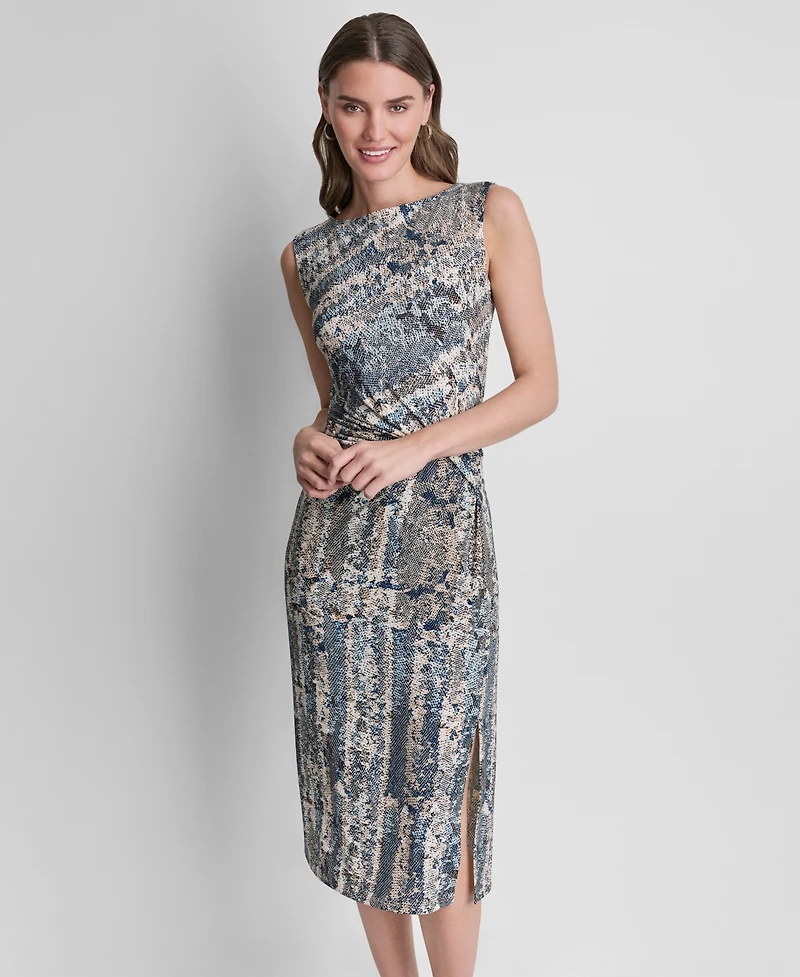Dkny Women's Sleeveless Side Knot Midi Dress