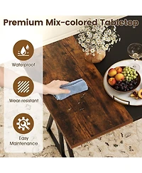 Sugift 5-Piece Industrial Dining Room Set Rectangular Kitchen Table with 2 Benches and 2 Stools