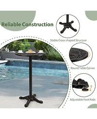 Sugift 3 Piece Outdoor Cast Aluminum Bar Set with Round High Top Table and 2 Counter Height Stools