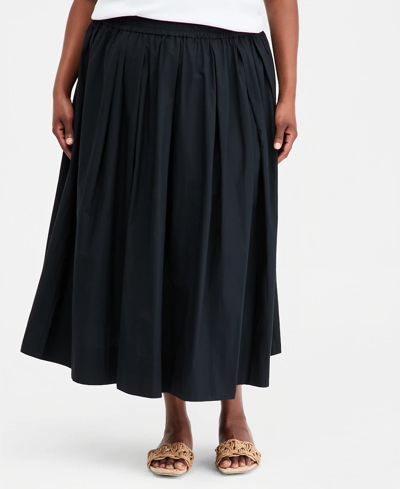 On 34th Trendy Plus Pull-On Cotton Midi Circle Skirt, Macy's Exclusive