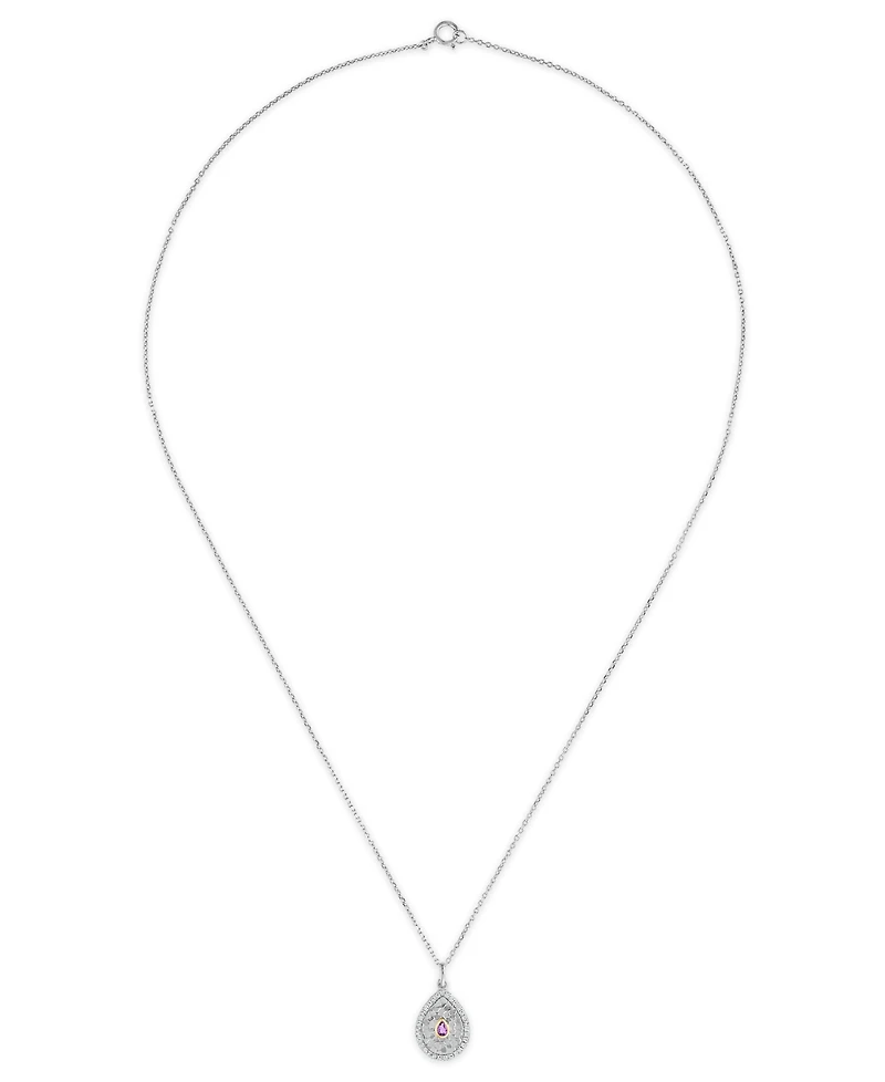 Macy's Amethyst (1/20 ct. t.w.) & White Topaz (1/6 Pendant Necklace 14k Two-Tone Gold (Also Available Blue Topaz)