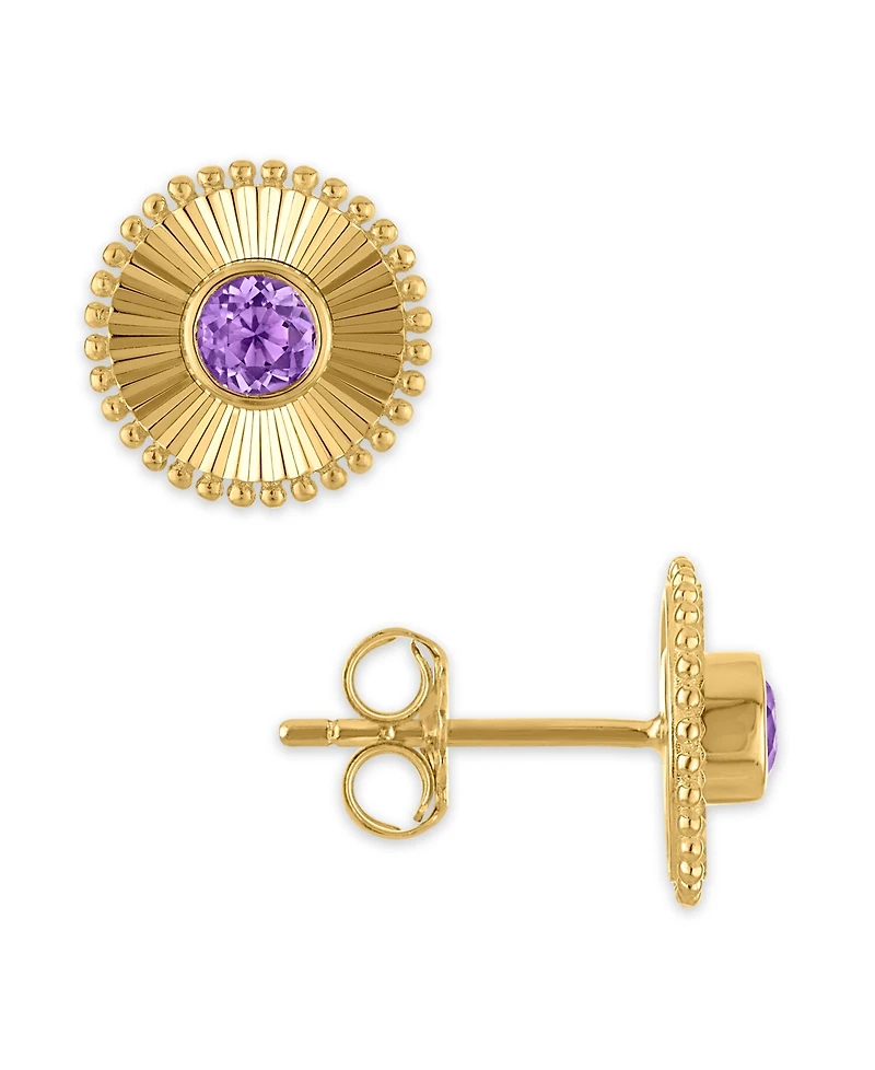 Macy's Swiss Blue Topaz (3/8 ct. t.w.) Diamond Cut Texture Earrings 14k Yellow Gold (Also Available Amethyst)