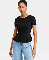 On 34th Women's Princess Seam Short-Sleeve Ponte Top, Macy's Exclusive