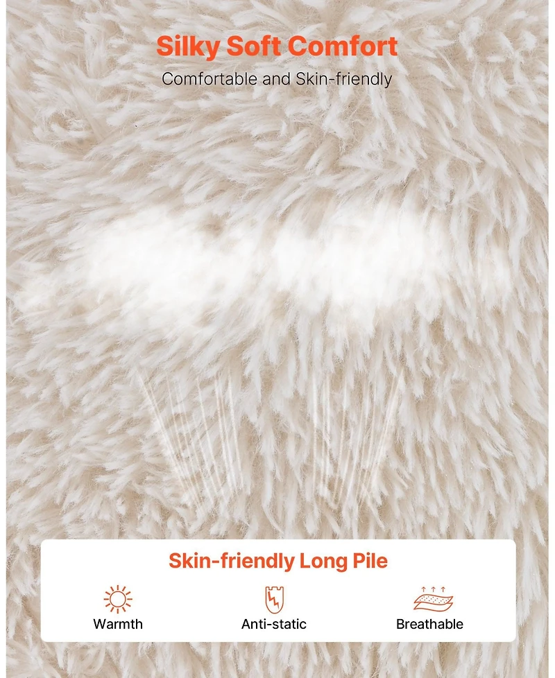 Gouun Fluffy Plush Bean Bag Chair with Armrests, High-Density Foam Filling