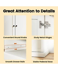 Gouun 47.5 in Kitchen Freestanding Storage Cabinet with 3 Doors, 2 Drawers and 110 lbs Top