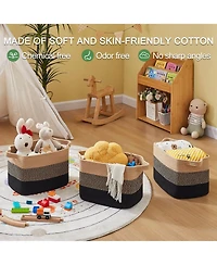 Gnuadz 3PC Woven Cotton Rope Storage Baskets Bathroom Toys Towel Organizer Gift Basket