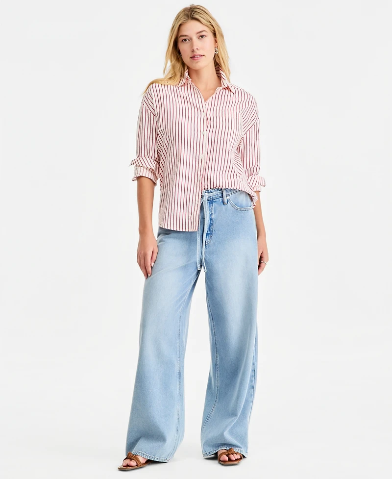 On 34th Women's Textured Seersucker Striped Button-Front Shirt, Macy's Exclusive