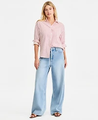 On 34th Women's Textured Seersucker Striped Button-Front Shirt, Macy's Exclusive