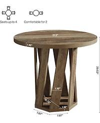 Tribesigns Small Round Dining Table for 2-4 People, 31.5-Inch Farmhouse Wooden Circle Kitchen Table