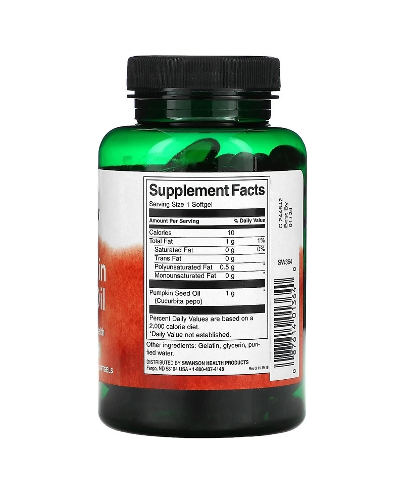 Swanson, Pumpkin Seed Oil, 1,000 mg, 100 Softgels