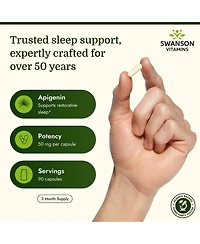 Swanson Apigenin Supplement, 50mg Capsules (90 Count), Helps Promote Sleep, Stress Relief and Overall Men's Health