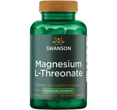Swanson Magnesium L-Threonate Mineral Supplement for Nervous System Support - May Support Cognitive Health, Learning and Memory